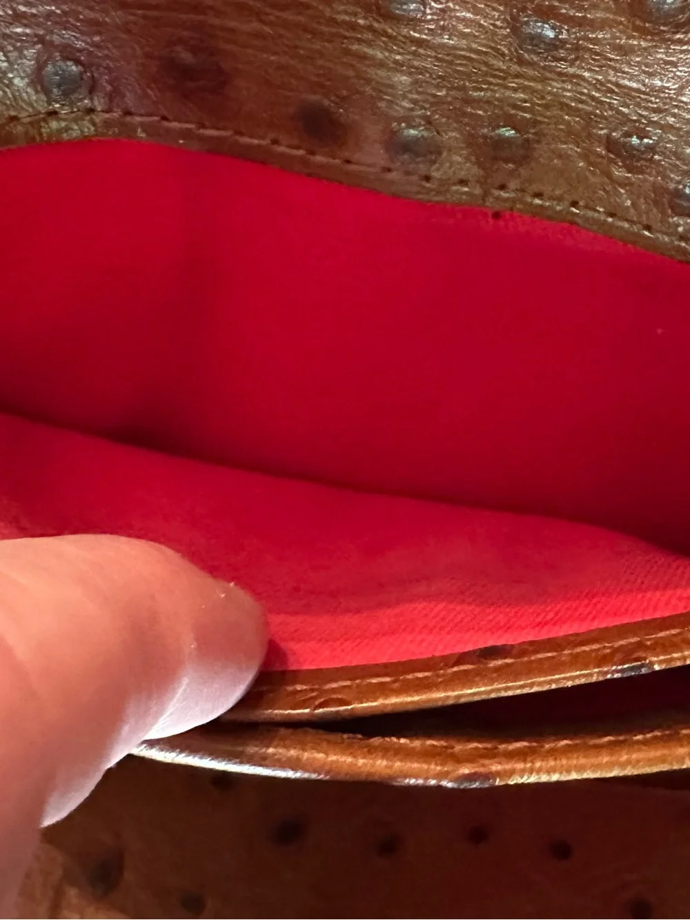 DOONEY & BOURKE CARAMEL/TAN OSTRICH-EMBOSSED CONTINENTAL CLUTCH
